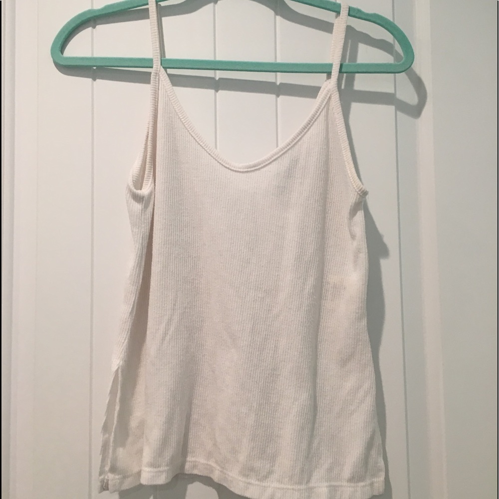 Brandy Melville White Spaghetti Strape V Neck Tank